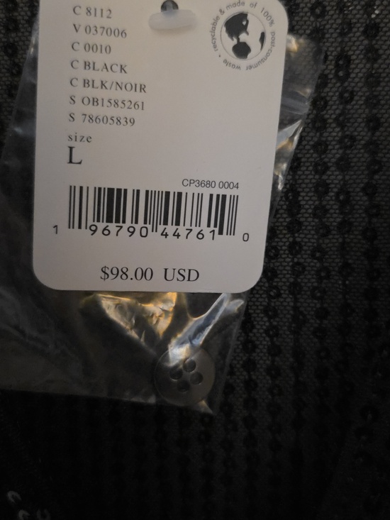 Black Sequin Button-Front Ruched Blouse - Picture 3 of 6